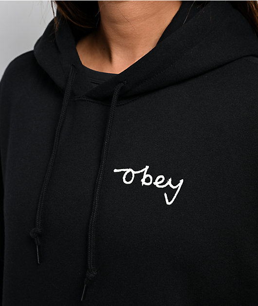 Obey Chainstitch Baggy Black Hoodie