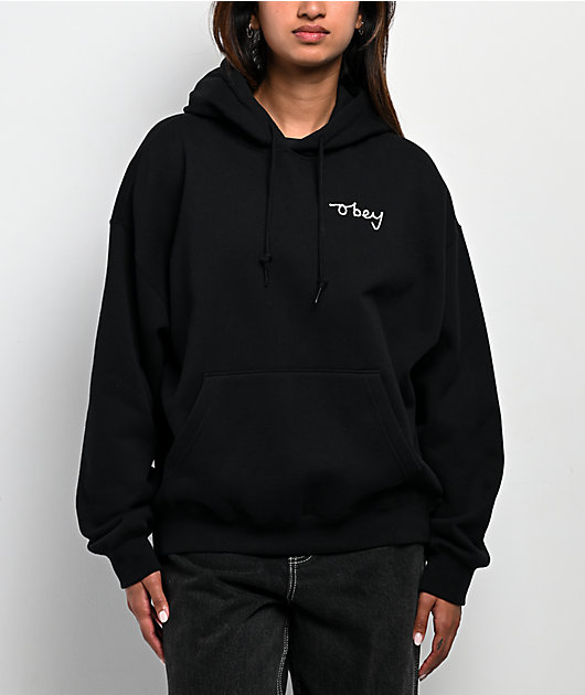 Obey Chainstitch Baggy Black Hoodie