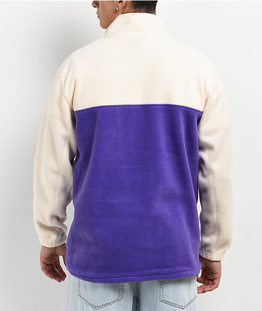 Obey Channel Purple Tan Fleece Quarter Zip Sweatshirt