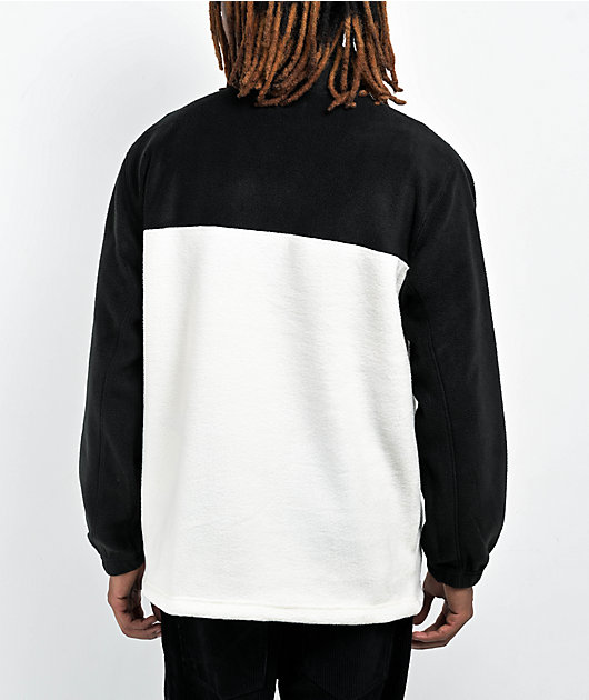 Obey Channel White & Black Mock Neck Fleece Sweatshirt | Zumiez