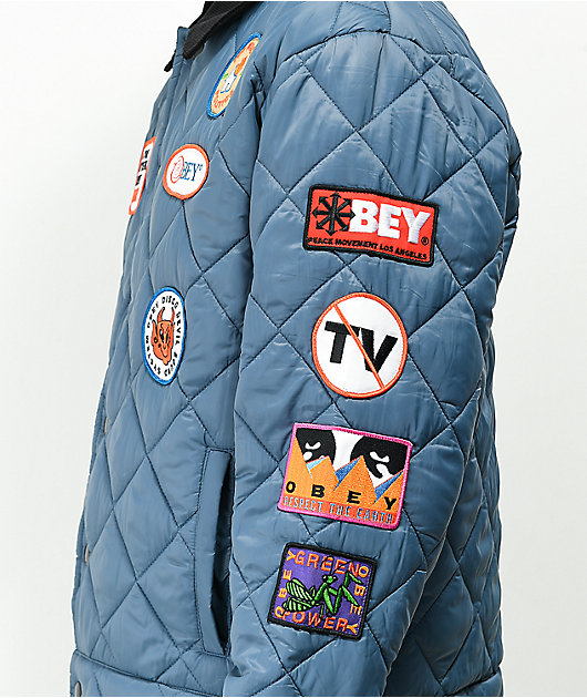 Obey Collectors Vintage Navy Quilted Coaches Jacket