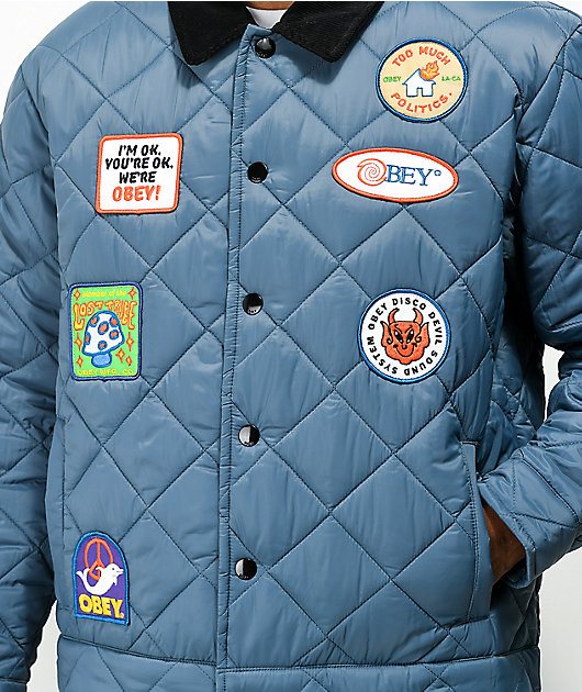 Obey Collectors Vintage Navy Quilted Coaches Jacket