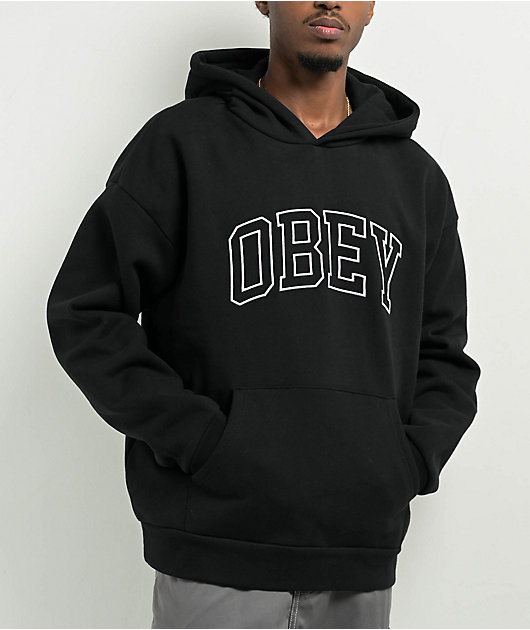 Obey Collegiate Logo Black Hoodie | Zumiez
