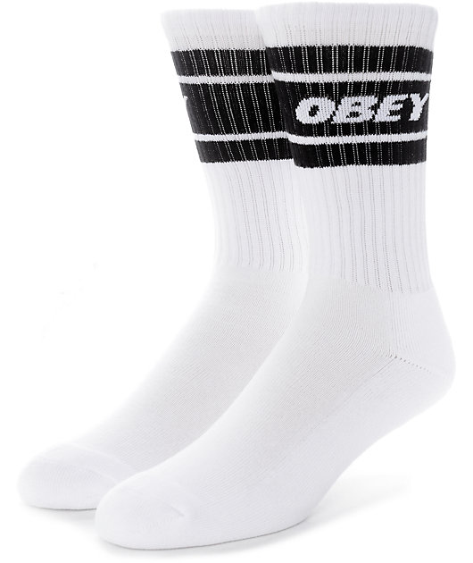 Obey Cooper II White & Black Crew Socks