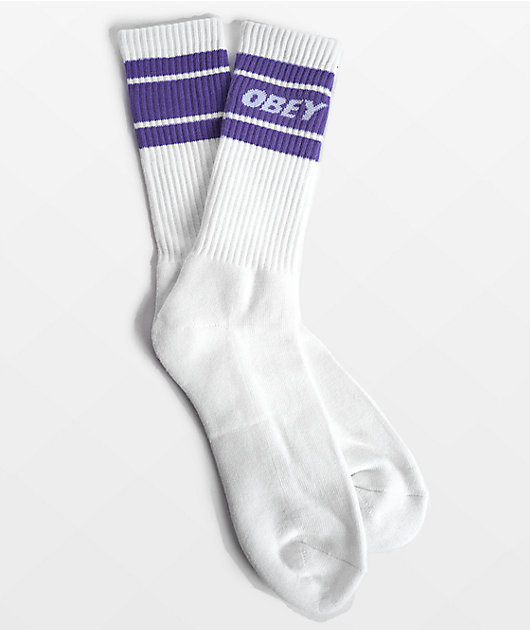 Obey Cooper II White & Lavender Crew Socks