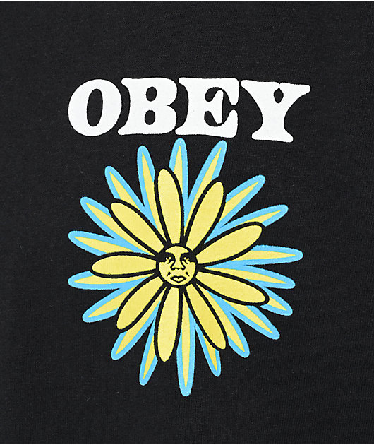 Obey Daisies Black Pigment Dye T-Shirt | Zumiez