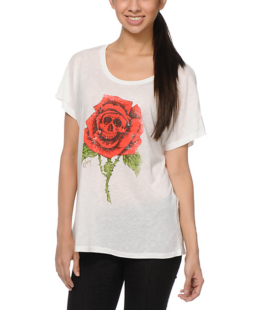 Obey Death Rose White Dolman T-Shirt