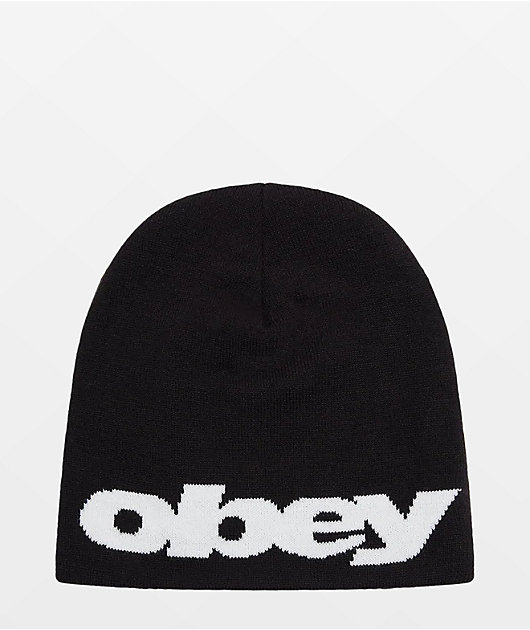 Obey Delta Logo Black Skully Beanie