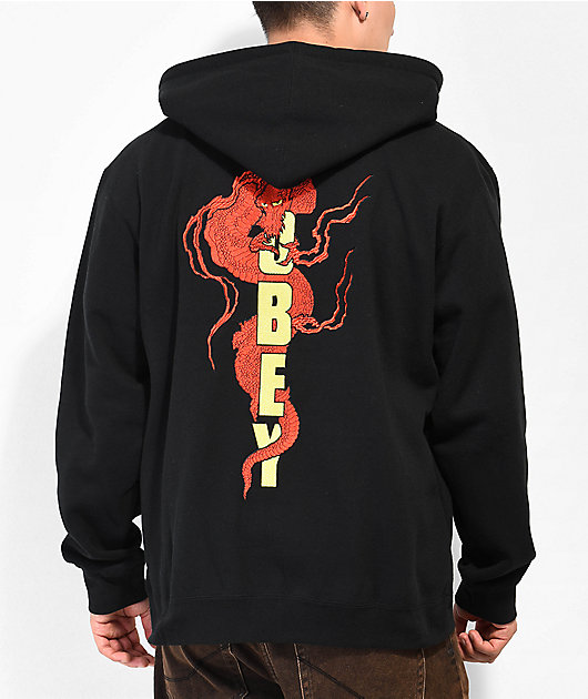 Obey Dragon Black Zip Hoodie Zumiez