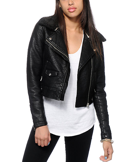obey leather jacket womens