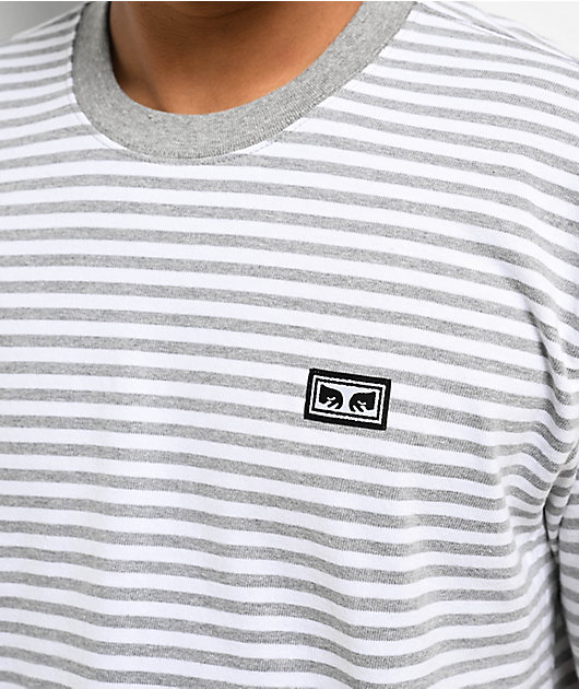 Obey Est. Work Eyes Ash Grey Stripe T-Shirt | Zumiez