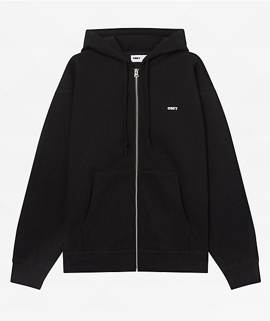 Obey Establised Works Heavyweight Black Zip Hoodie | Zumiez