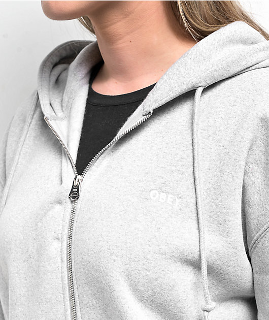 Obey Established Works Grey Zip Hoodie | Zumiez