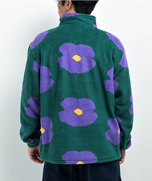 Obey Evens Green & Purple Mock Neck Fleece Sweatshirt | Zumiez