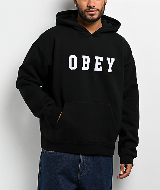 Obey Clothing Felpa Obey Amazon Obey Felt Extra Heavy Black Hoodie Zumiez
