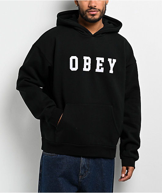 Obey distant black hoodie best sale