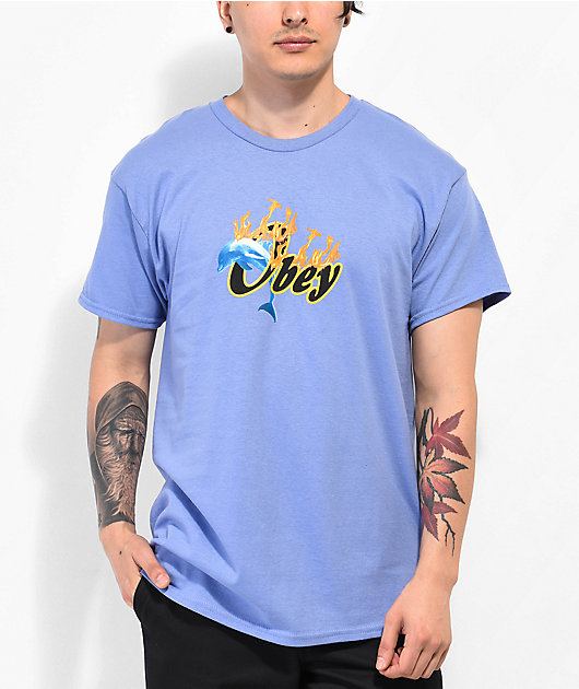 Obey Flaming Hoops camiseta color lavanda