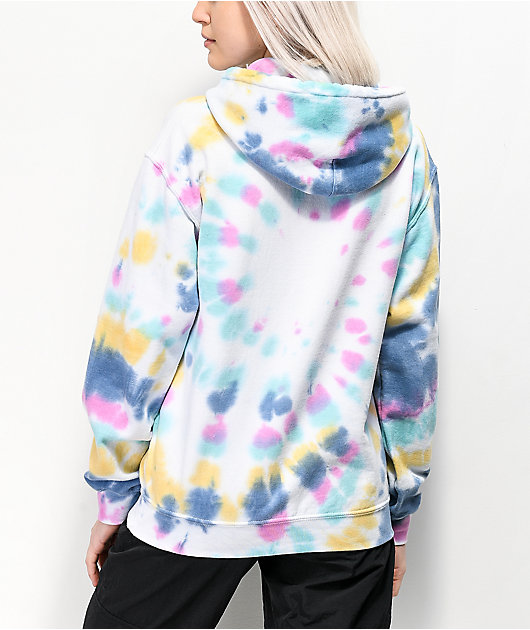 Obey Flower Serif Rainbow Tie Dye Hoodie