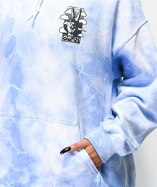 Obey Give Peace A Chance Blue Tie Dye Hoodie