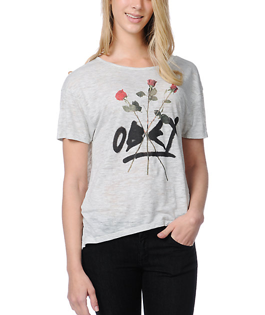 Obey Graffiti Rose Oatmeal Low Back T-Shirt