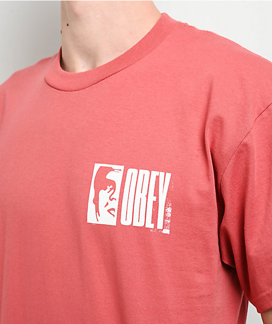 Obey Half Icon Red T-Shirt | Zumiez