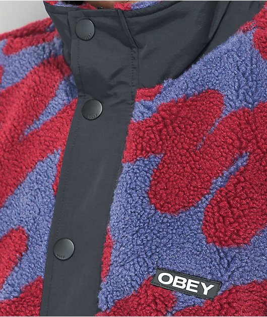 Obey Hense Purple & Red Sherpa Jacket | Zumiez