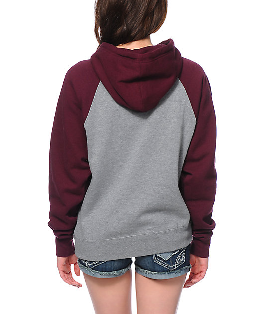 maroon and grey hoodie