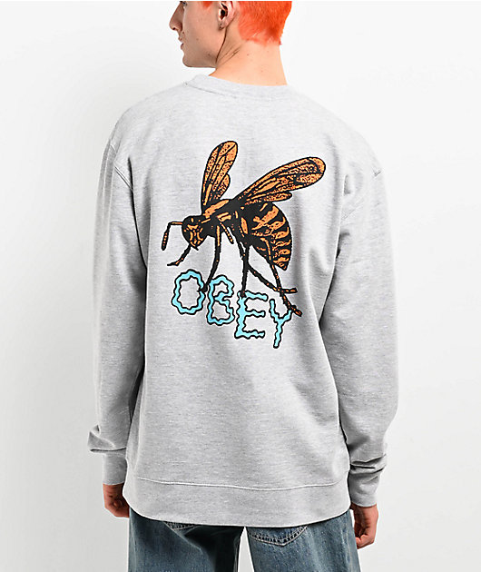 Obey Hornet Grey Crewneck Sweatshirt