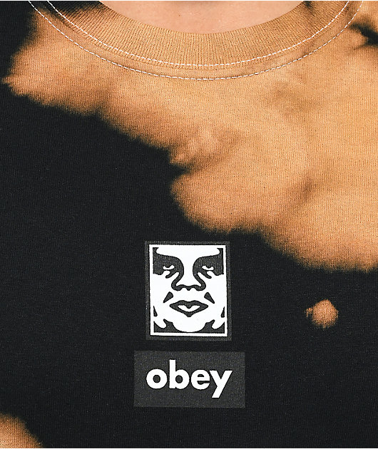 Obey Icon Face Black Bleach Wash T-Shirt