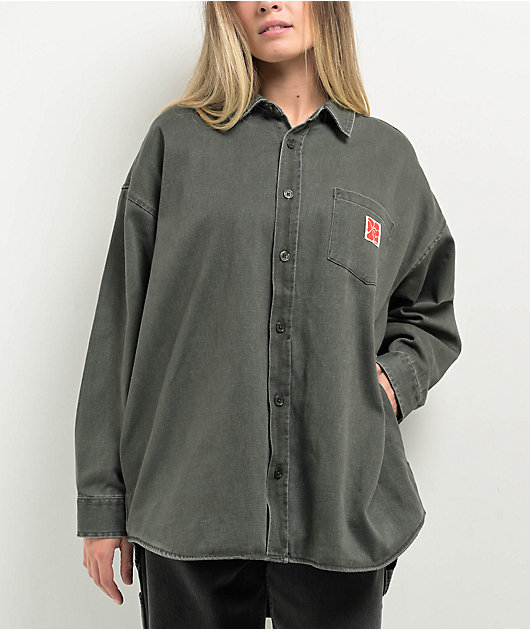 Obey Jones Charcoal Long Sleeve Button Up Shirt