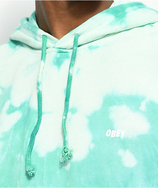 Obey Jumble Lo Fi Teal Bleach Washed Hoodie Zumiez - latios hoodie with shades roblox