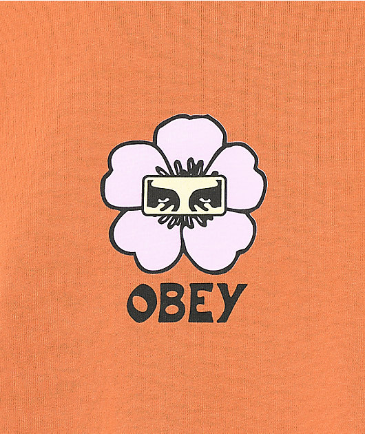 Obey LA Floral Orange Crop T-Shirt