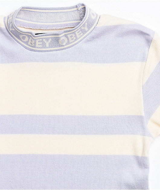 Obey Lavender Stripe Mock Neck Top