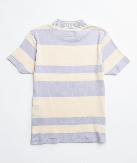 Obey Lavender Stripe Mock Neck Top