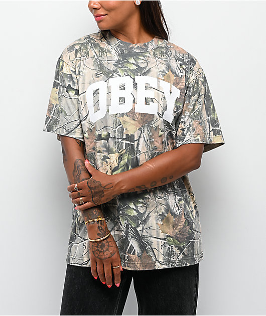 Obey Leaf Collegiate Camo T-Shirt | Zumiez
