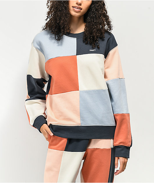 Obey Lockdown Colorblock Crewneck Sweatshirt Zumiez