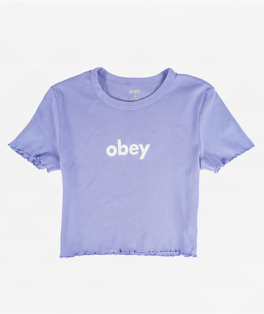 Obey bear hug cropped t-shirt in white