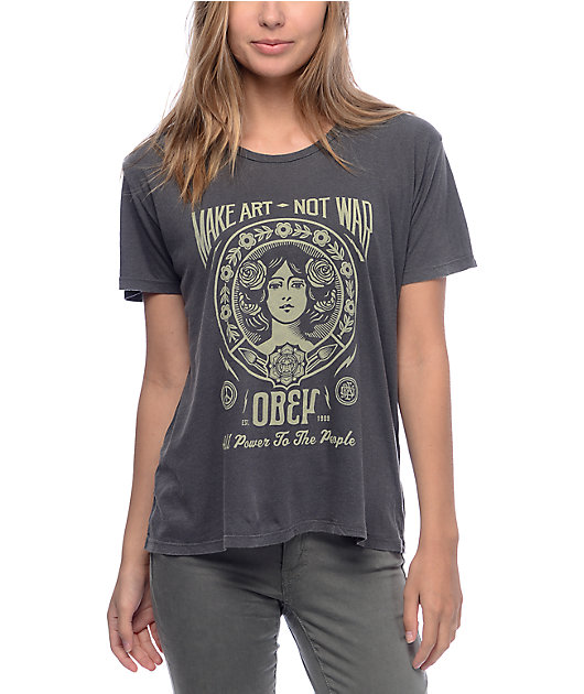 Obey Make Art Not War 2 Graphite T-Shirt