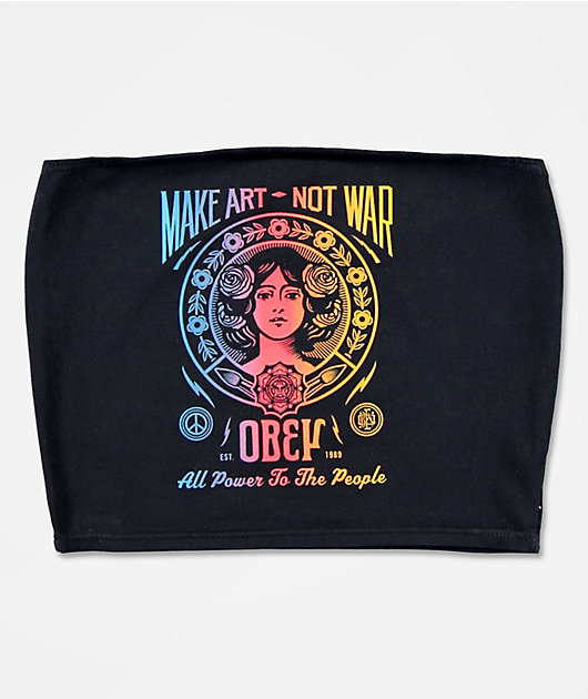 Obey Make Art Not War Black & Rainbow Tube Top