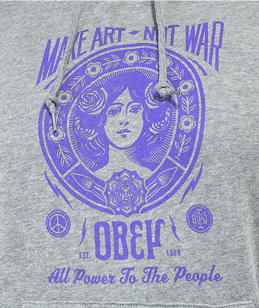 Obey Make Art Not War Heather Grey Hoodie