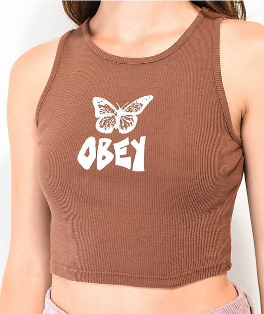 Obey Metamorphosis Sepia Crop Tank Top