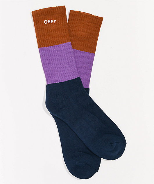 Obey Milton Ginger, Purple, & Navy Crew Socks