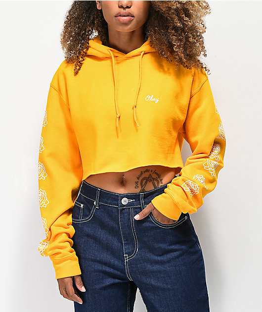 Obey Mira Rosa Gold Crop Hoodie