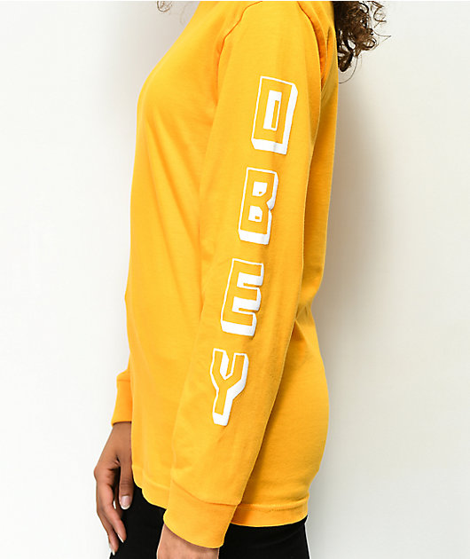 Obey New World Golden Yellow Long Sleeve T-Shirt | Zumiez