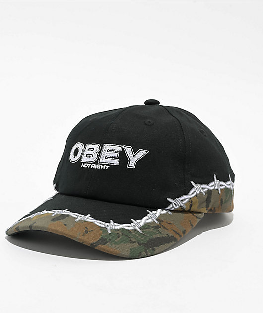 Obey Not Right Black Strapback Hat | Zumiez