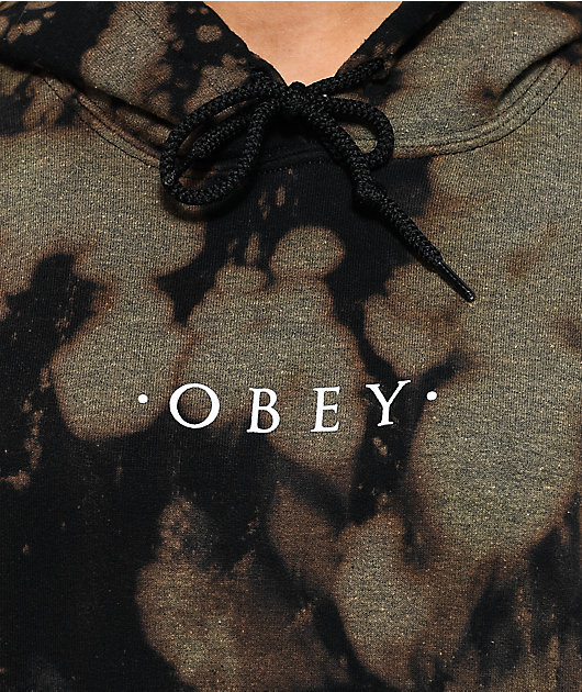 obey novel bleached black hoodie