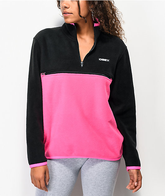 pink fleece sweatshirt
