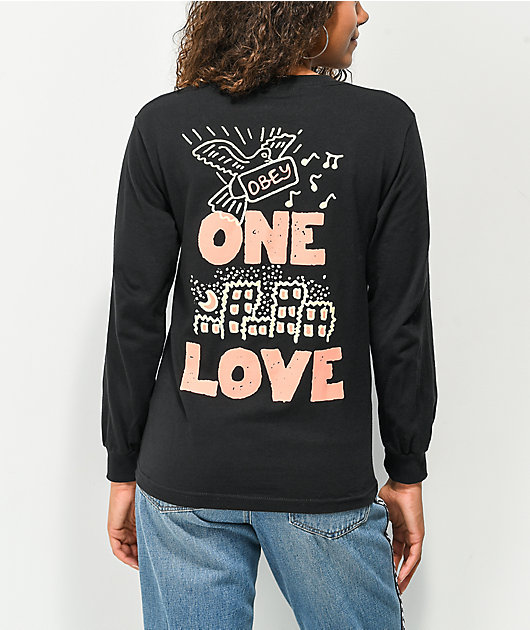 Obey One Love camiseta negra de manga larga