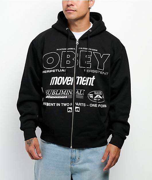 Obey Persistent Movement Black Zip Hoodie