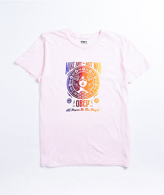 Obey Power To The People Pink T-Shirt